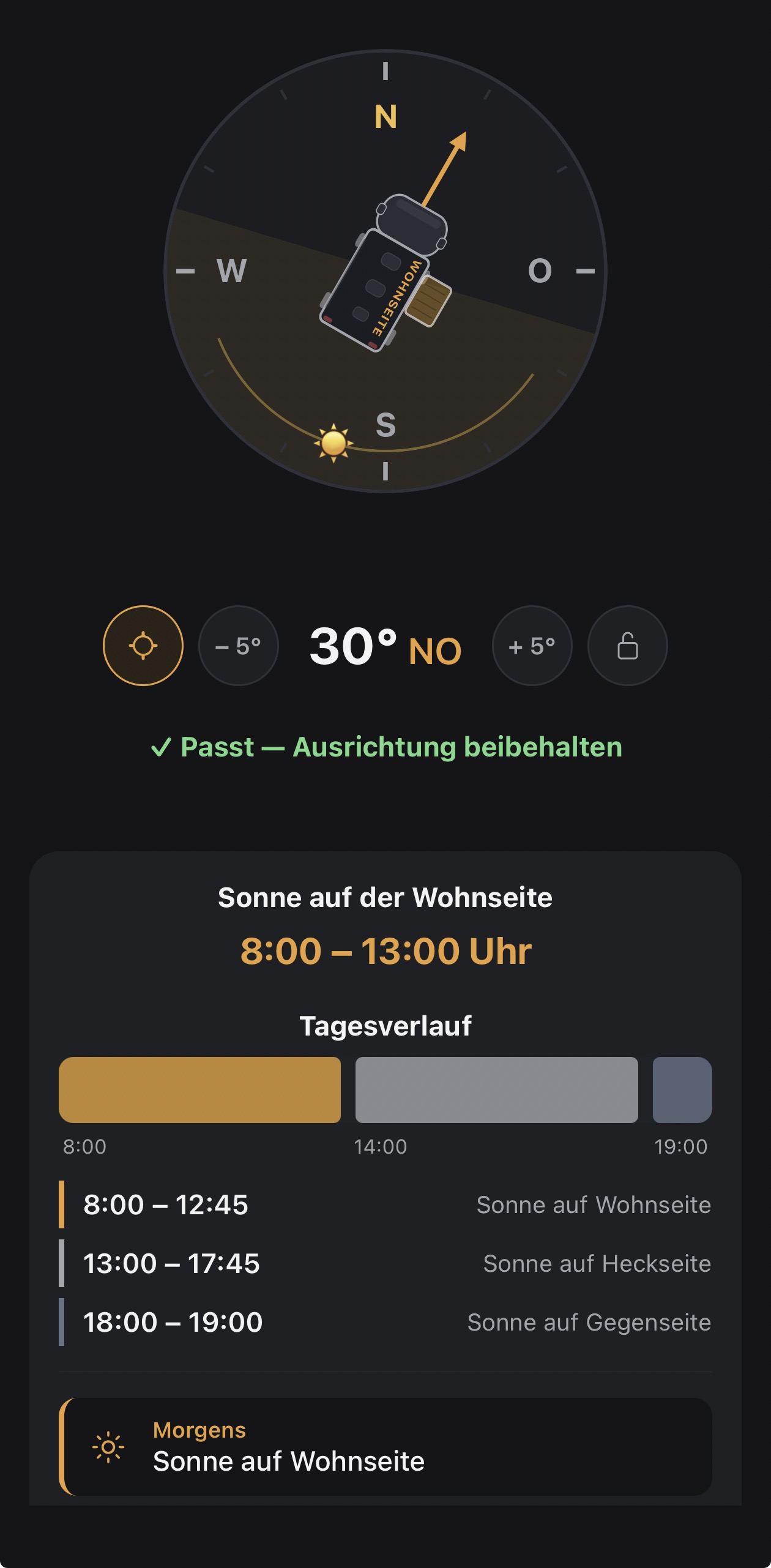 Live-Kompass Ausrichtung